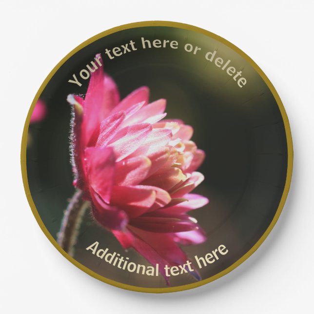 Red Flower In Sunlight Personalized Party   Paper Plate (Front)