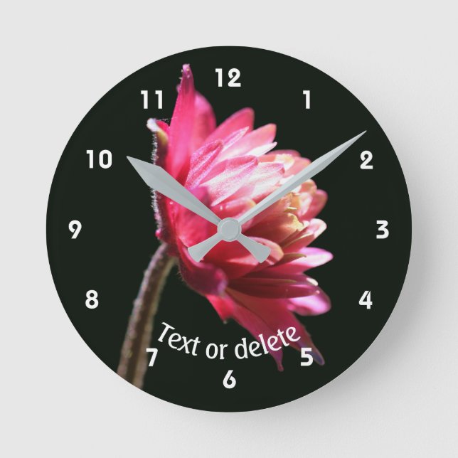 Red Flower In Sunlight Personalized Round Clock (Front)