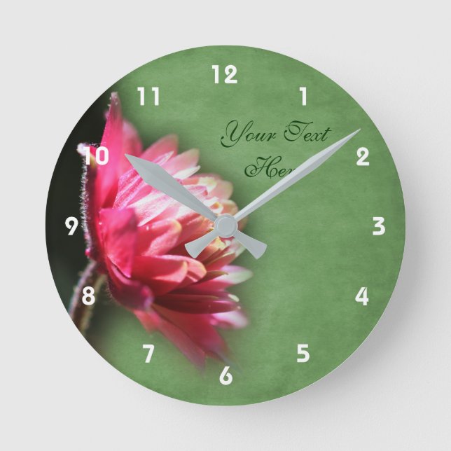 Red Flower In Sunlight Personalized Round Clock (Front)