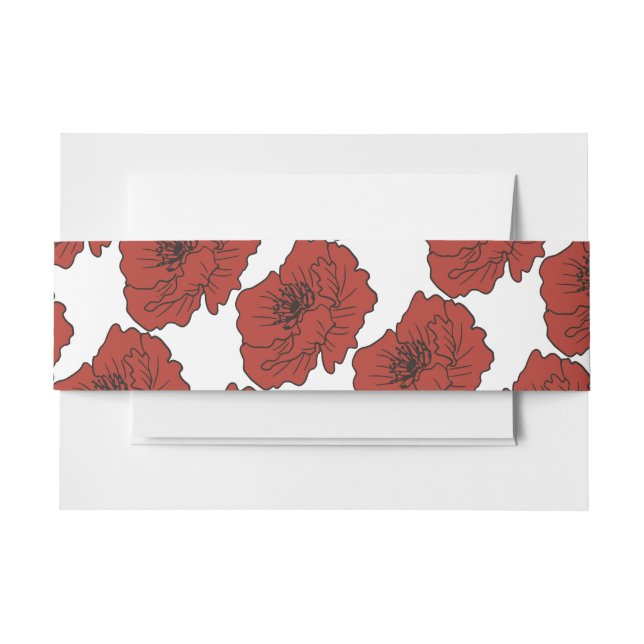 Red Flower Invitation Belly Band (Front Example)