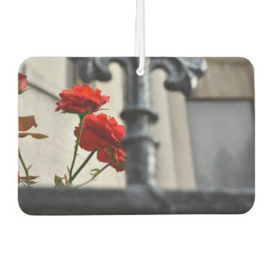 Red Flower Iron Gate New York City Photography NYC Air Freshener