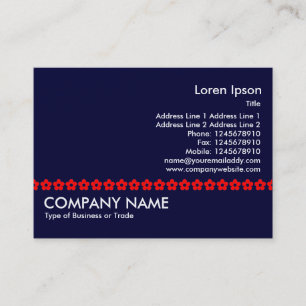 Red Flower Line - Navy Blue Business Card