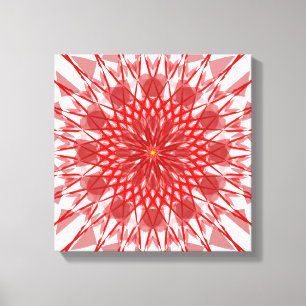 Red Flower mandala Canvas Art
