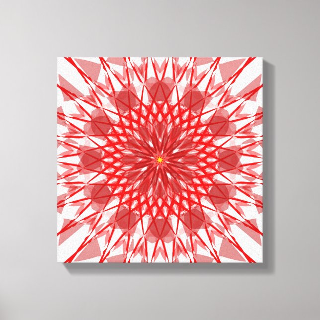 Red Flower mandala Canvas Art (Front)