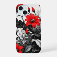 Red Flower On Black White Plant