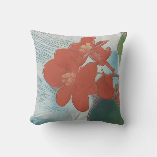 Red Flower Outdoor Pillow (Front)