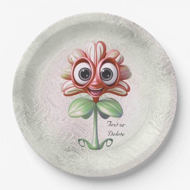 Red Flower Paper Plate (Front)