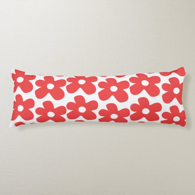 Red Flower pattern Body Pillow (Front)