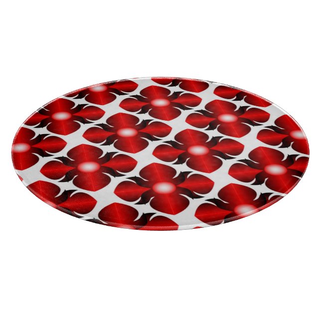 RED FLOWER PATTERN CUTTING BOARD (Corner)