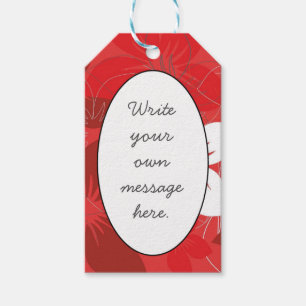 Red Flower Pattern Gift Tags