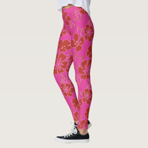 Red Flower Pattern Leggings