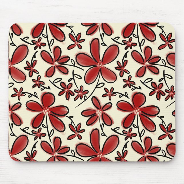 Red flower pattern mouse pad (Front)