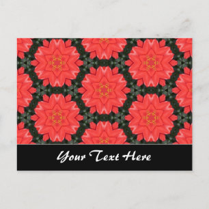 Red Flower Pattern Template Postcard