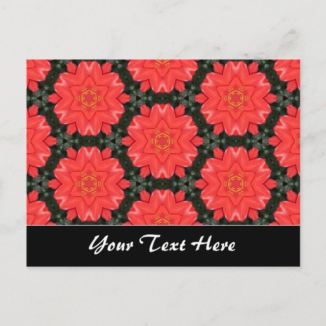 Red Flower Pattern Template Postcard (Front)