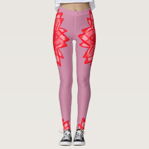 Red flower pattern your colour customizable leggings