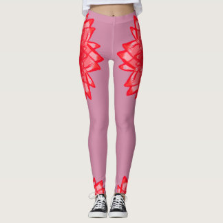 Red flower pattern your colour customizable leggings