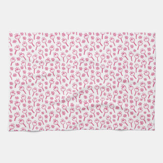 Red Flower Patterned Kitchen Towels