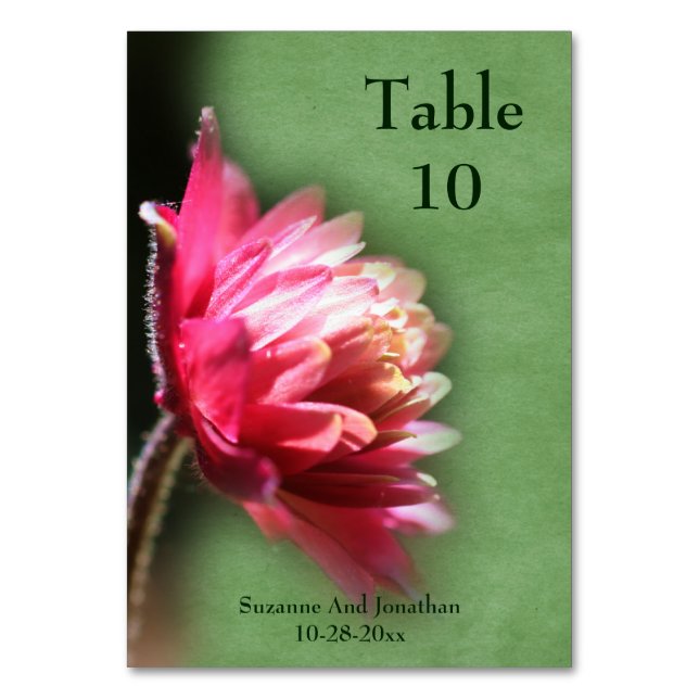 Red Flower Personalized Wedding  Table Number (Front)
