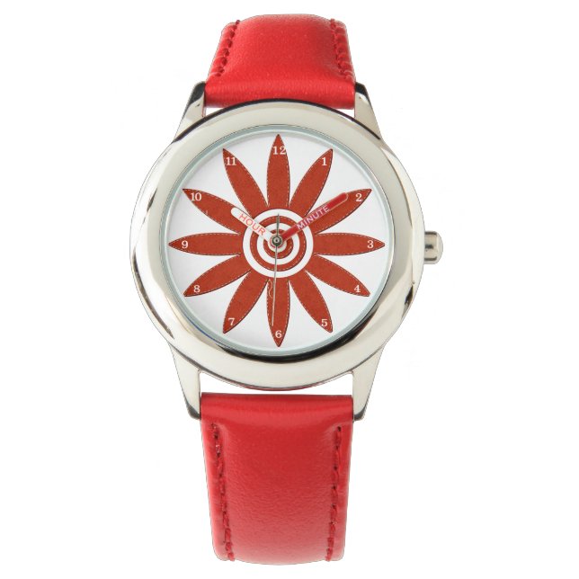 Red Flower Petals Fresh Floral Blossom Watch (Front)