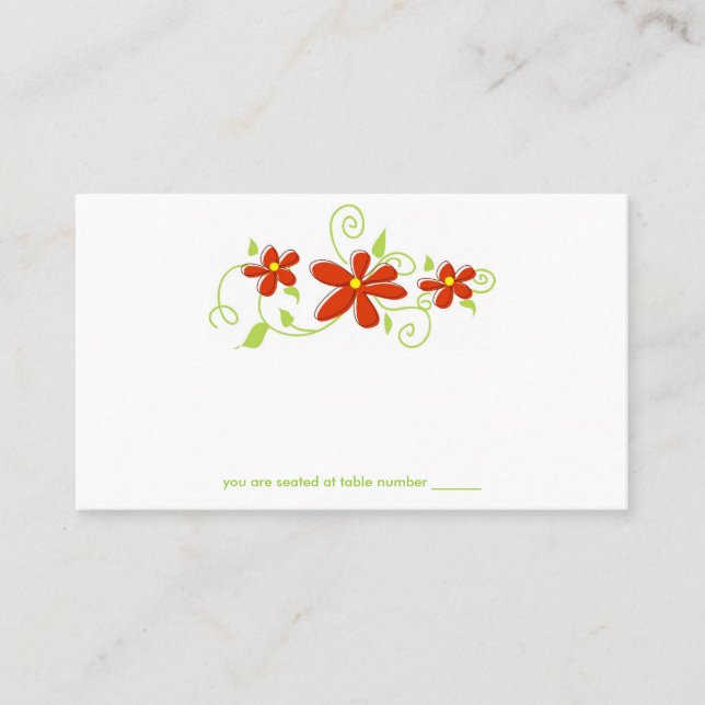 Red Flower Place Cards (Front)