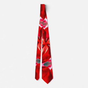 Red Flower Plumeria Pattern Tie