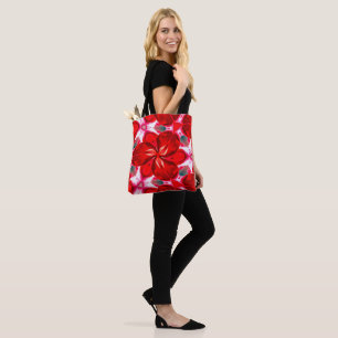 Red Flower Plumeria Pattern Tote Bag