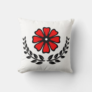 Red Flower - Polyester Throw Pillow 16" x 16"