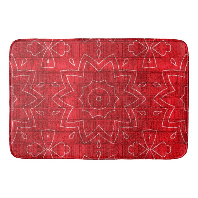 Red Flower Power Bath Mat (Front)
