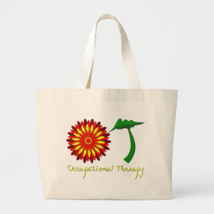 Red Flower Power Large Tote Bag