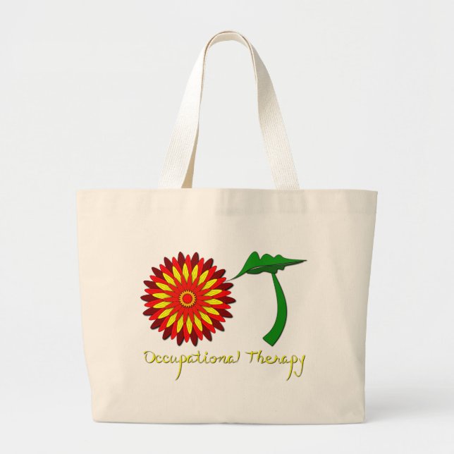 Red Flower Power Large Tote Bag (Front)