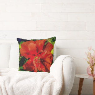 Red Flower Power Throw Pillow