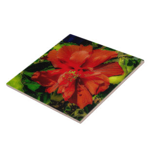 Red Flower Power Tile