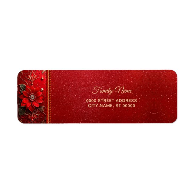 Red Flower Return Address Label (Front)