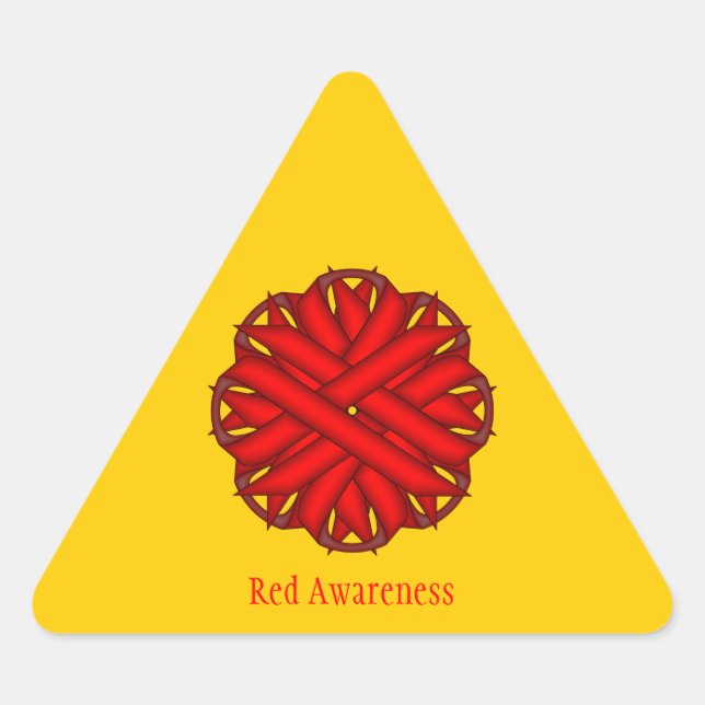 Red Flower Ribbon by Kenneth Yoncich Triangle Sticker (Front)
