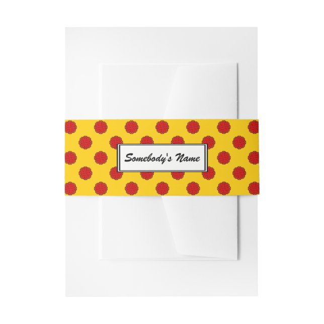 Red Flower Ribbon (Pers) by Kenneth Yoncich Invitation Belly Band (Front Example)