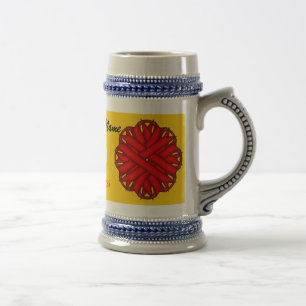 Red Flower Ribbon Template by Kenneth Yoncich Beer Stein