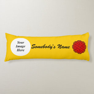Red Flower Ribbon Template by Kenneth Yoncich Body Pillow