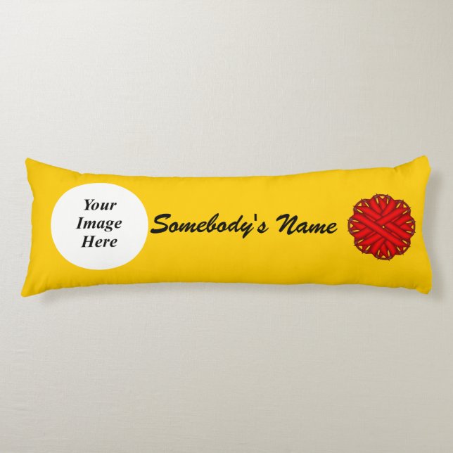 Red Flower Ribbon Template by Kenneth Yoncich Body Pillow (Front)