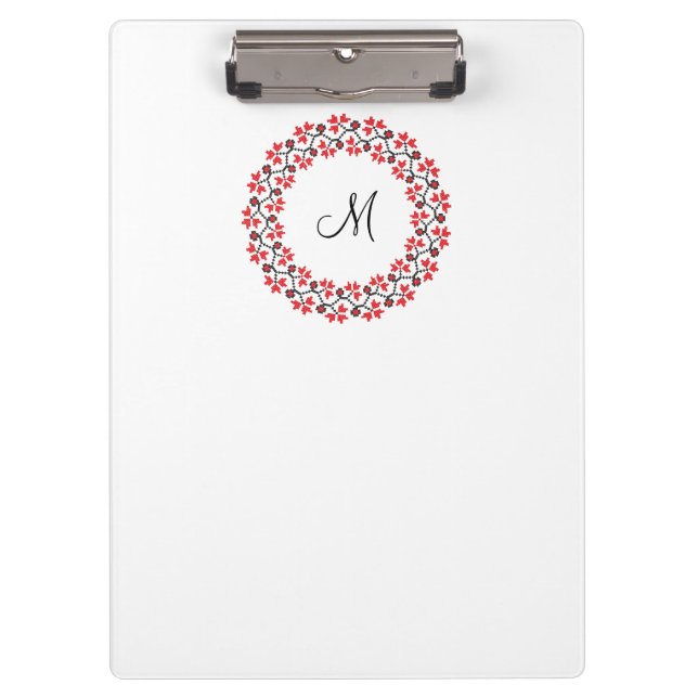 Red flower ring Personalized Monogram Initial Clipboard (Front)