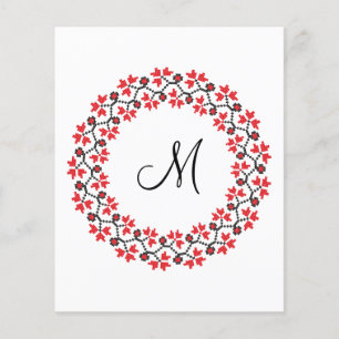 Red flower ring Personalized Monogram Initial Flyer
