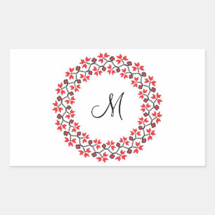 Red flower ring Personalized Monogram Initial Sticker