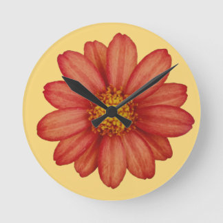 red flower round clock