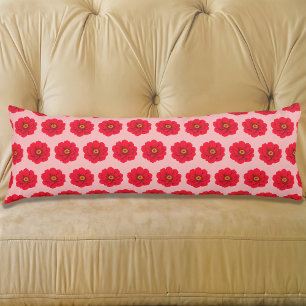 Red Flower Seamless Pattern Body Pillow
