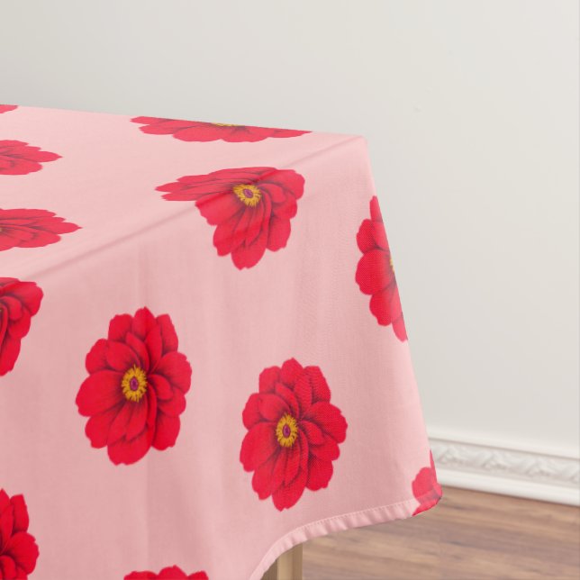 Red Flower Seamless Pattern Tablecloth (In Situ)