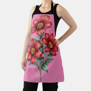 Red Flower Sketch Apron