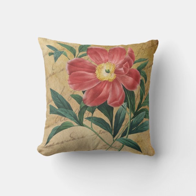 Red Flower Throw Pillow (Front)