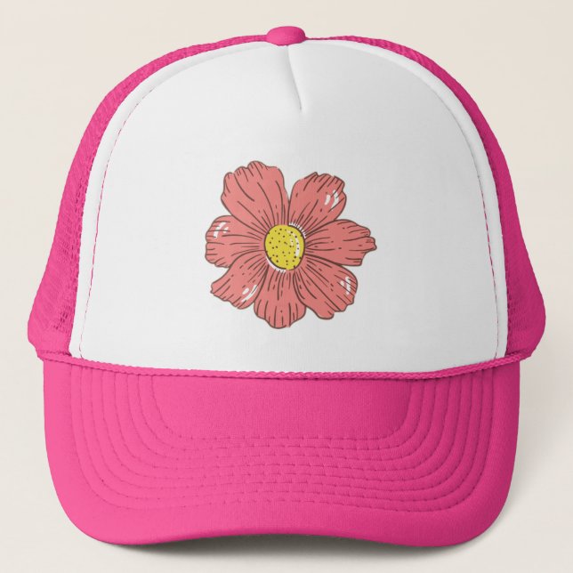 Red flower trucker hat (Front)