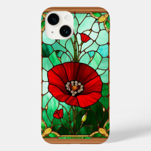 Red Flower Vivid Stained Glass Art Case-Mate iPhone 14 Case