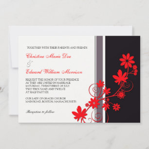 Red Flower Wedding Invitation