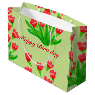 Red Flowered Large Paper Gift Bag